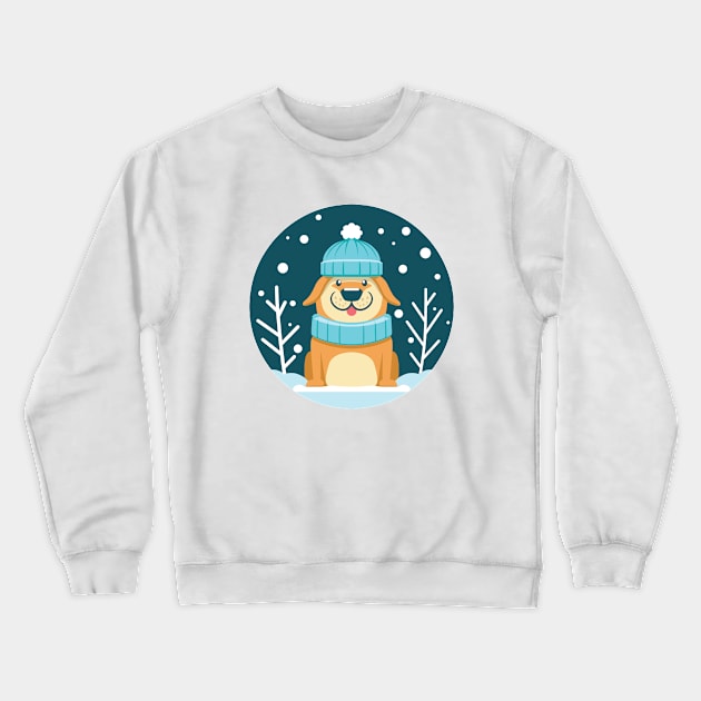 Snowfall Winter Dog Outdoor Crewneck Sweatshirt by Sunday Mayday